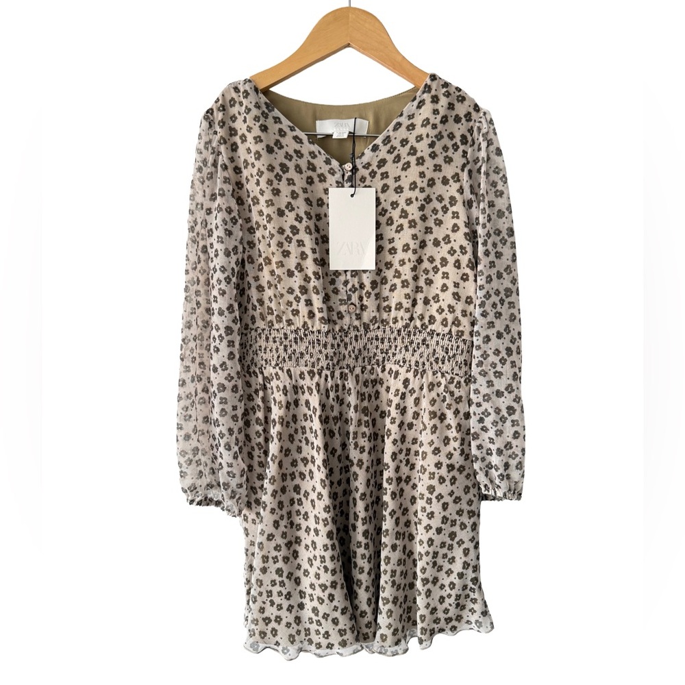Zara Kids Dress with Green Floral Pattern
